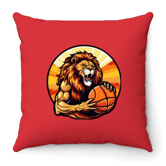 Basketball lion Throw Pillows