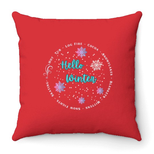 Hello Winter Throw Pillows