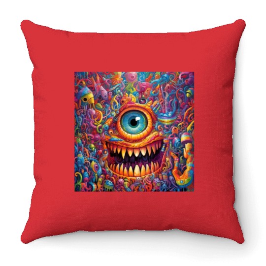 Going On a Little Trip - Cyclops and Teeth Psyched Throw Pillows