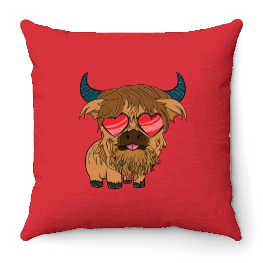 Plain Highland Cow Throw Pillows