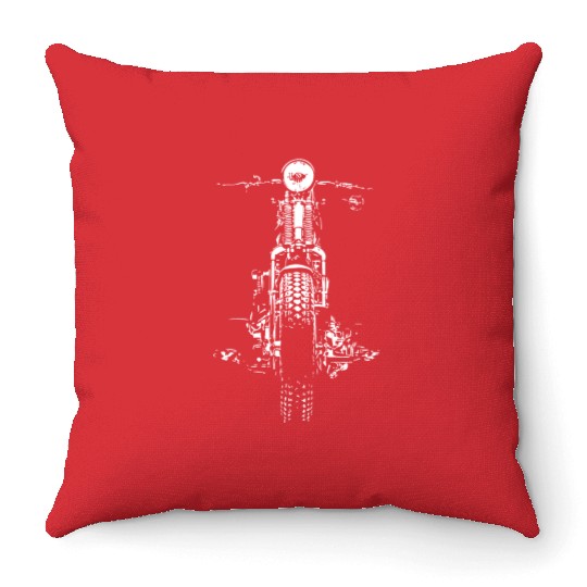 Retro Ride: Vintage Hand-Painted Motorcycle Design Throw Pillows