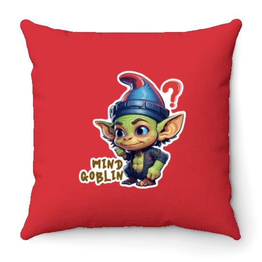 Funny Green Goblin Monster - Mind Goblin Deez Nuts Throw Pillows