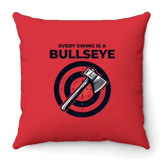 Axe Throwing Axe Thrower Lumberjack Funny Bullseye Throw Pillows