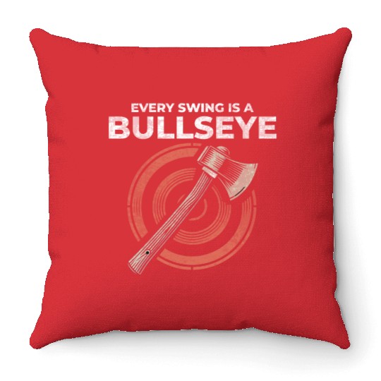 Axe Throwing Axe Thrower Lumberjack Funny Bullseye Throw Pillows