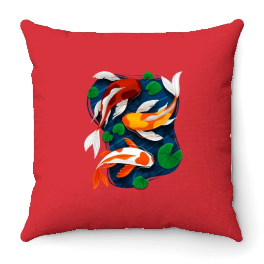 Koi Fish Lover Water Pond Animal Pet Asian Throw Pillows