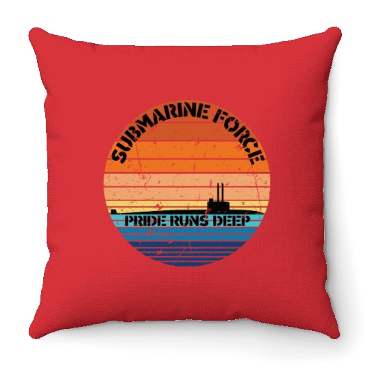 Sunset Navy Submarine Force Pride Runs Deep Throw Pillows