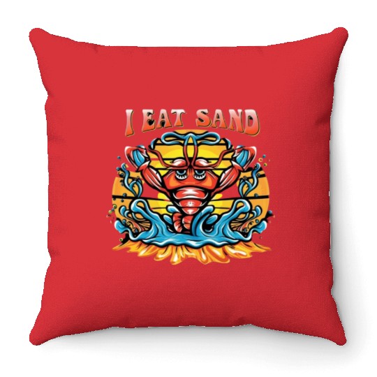 I Eat Sand and Muscular Shrimp Throw Pillows