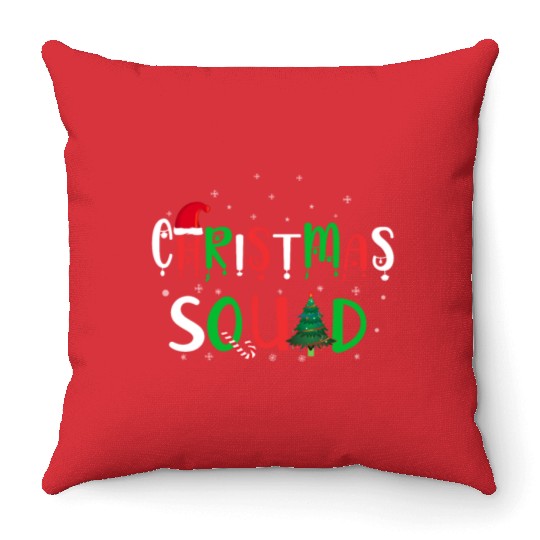 Candy Cane Christmas Squad Santa Claus Winter Throw Pillows