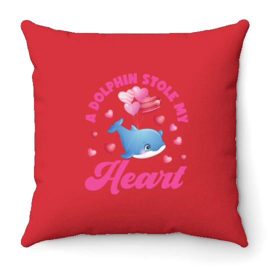 Dolphin Valentines Day A Dolphin Throw Pillows
