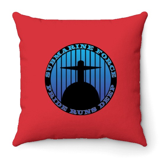 Submarine Force Pride Runs Deep Ocean Blue Throw Pillows
