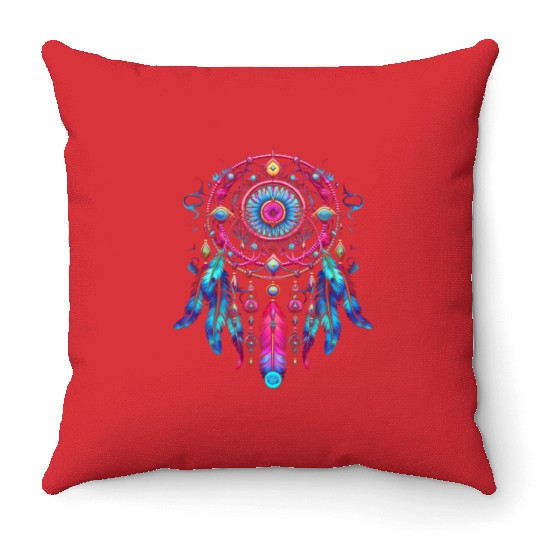 Neon Dreamcatcher Fantasy | Plastic Poppy™ Throw Pillows