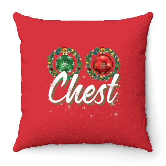 Chest Nuts Christmas Couple Funny Matching Throw Pillows
