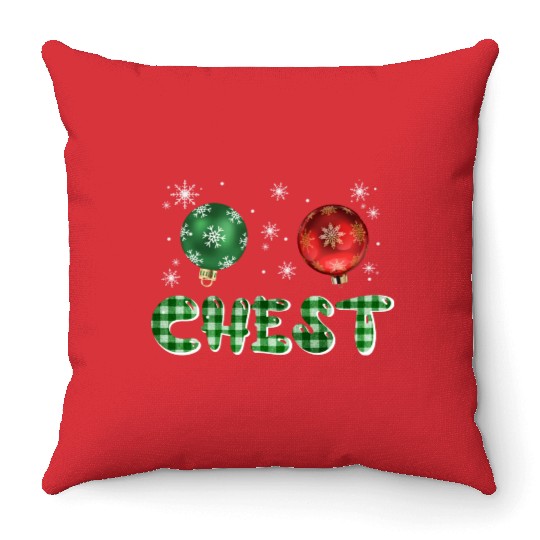 Chest Nuts Christmas Couple Funny Matching Throw Pillows