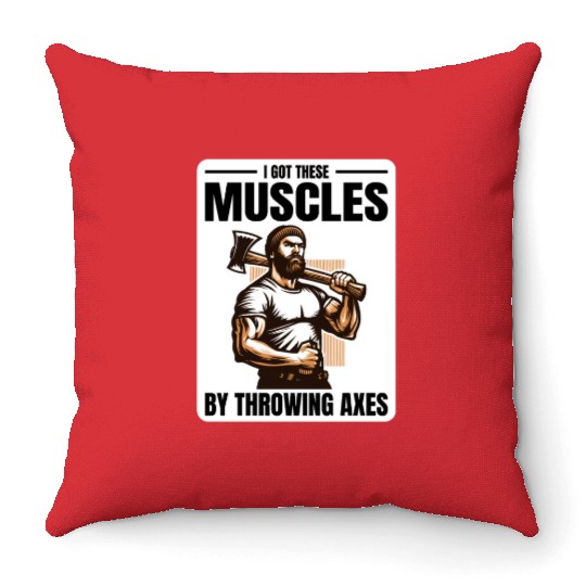 Muscle-Forged Mastery: Lumberjack's Axe Throwing Throw Pillows