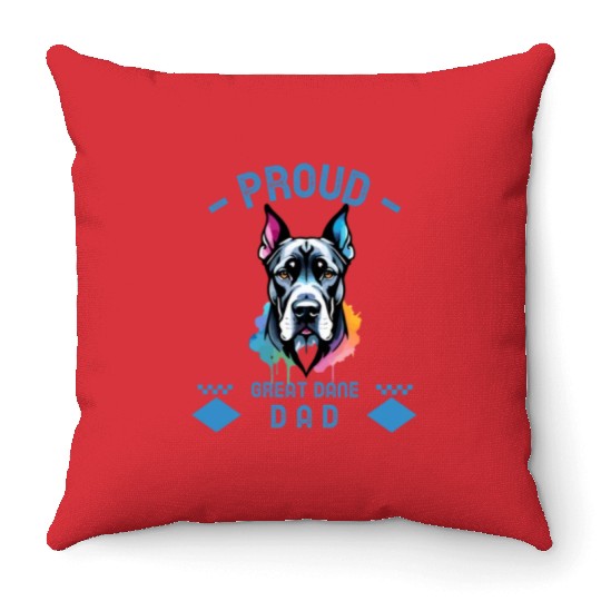 Proud great dane dad dog lover gift Throw Pillows