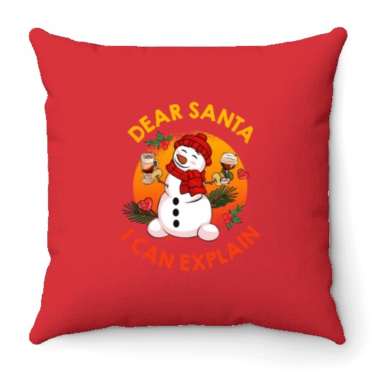 Schneemann Dear Santa I can Explain Funny Throw Pillows