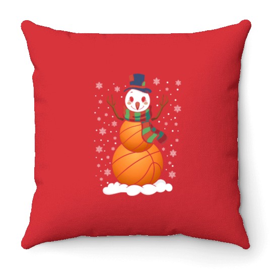 Snowman Basketball Fan Basketballs Snow Throw Pillows