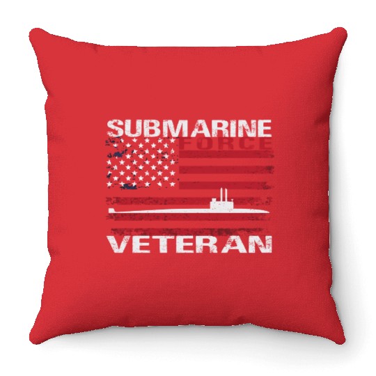 Submarine Force Veteran Usa Flag White Stars Throw Pillows