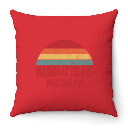 Vintage Mackinac Island Michigan Throw Pillows