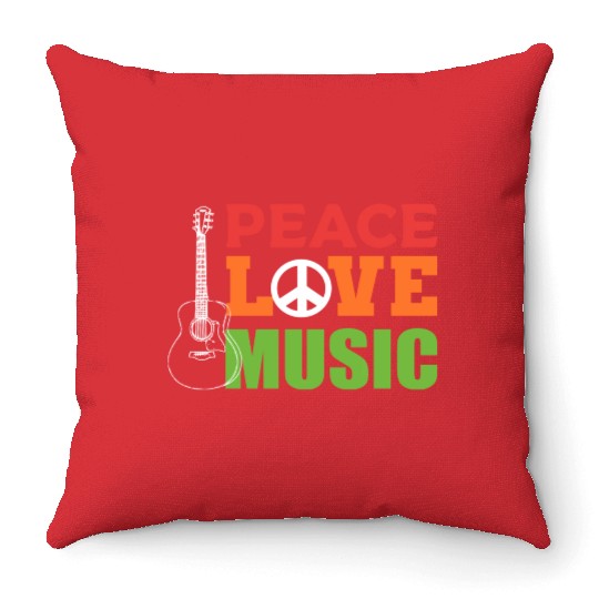 Peace Love Music Composer Gift Throw Pillows
