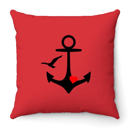 Anchor Heart Seagull Throw Pillows