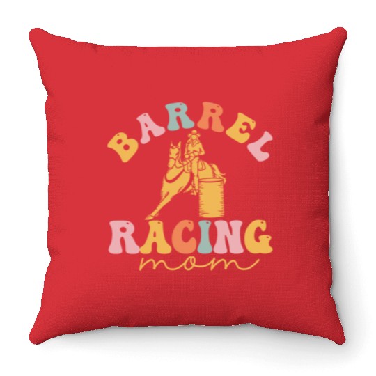 Groovy Barrel Racer Rodeo Horse Throw Pillows