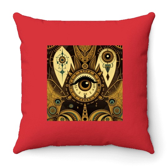 Abstract New Age 1920s Steampunk Design Throw Pillows