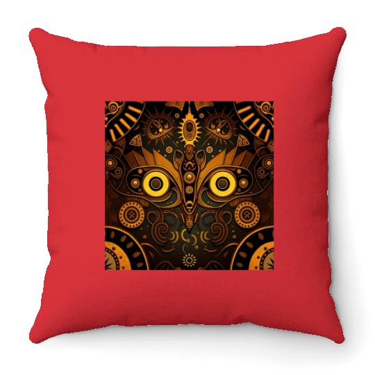 New Age 1920s Abstract Steampunk Design Throw Pillows
