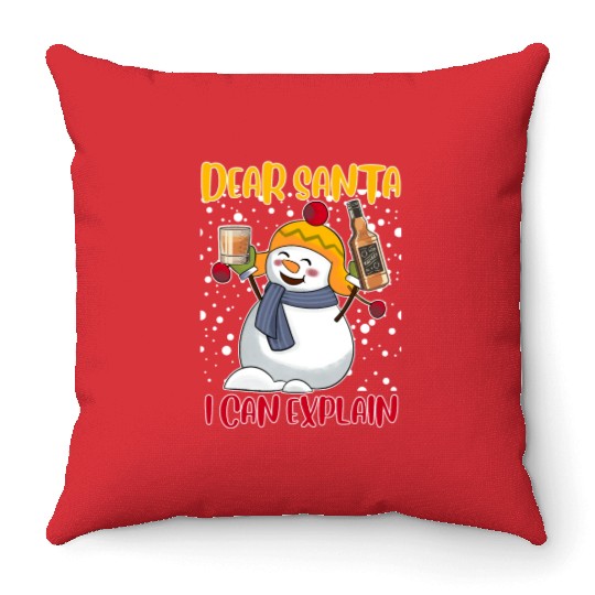Snowman Dear Santa I can Explain Funny Throw Pillows