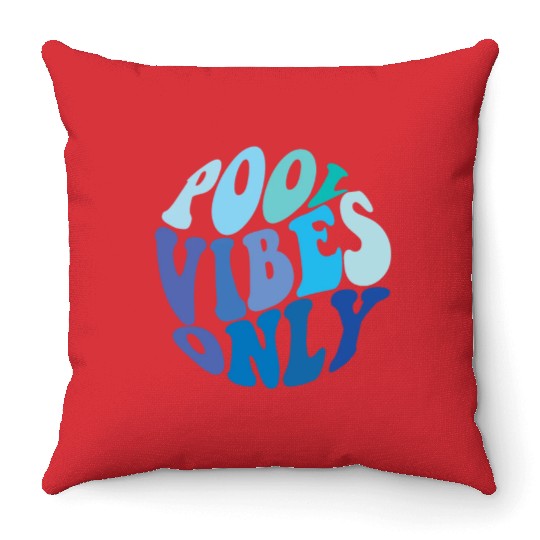 Pool Vibes Only Funny Swimming Pool Swim Team Throw Pillows