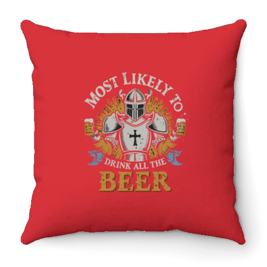 Christmas Most Likely To Drink All The Beer Winter Throw Pillows