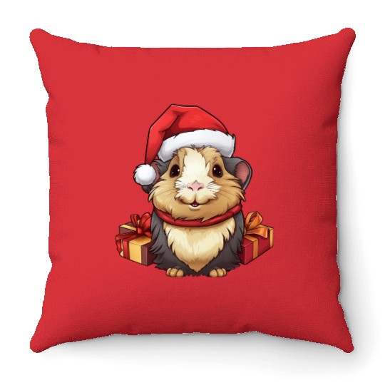 Guinea pig Christmas Throw Pillows