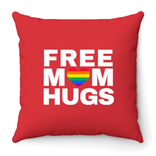Free Mom Hugs, Free Mom Hugs Rainbow Gay Pride Throw Pillows