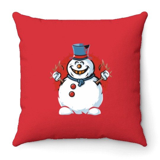 frosty snowman creepy Throw Pillows