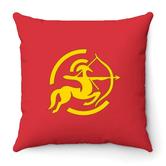 Zodiac Sagittarius Arc Icon Minimalistic Gold Throw Pillows