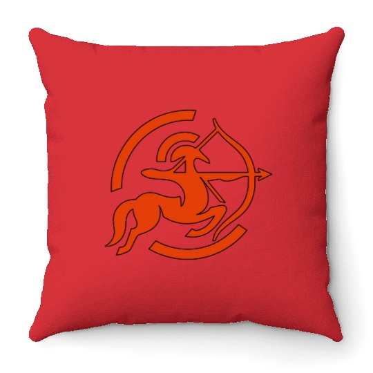 Zodiac Sagittarius Arc Icon Minimalistic In Red Throw Pillows