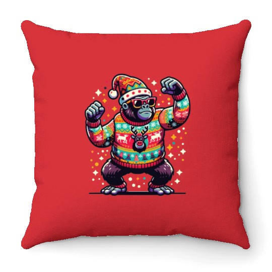 Gorilla With Sunglasses Throw Pillows