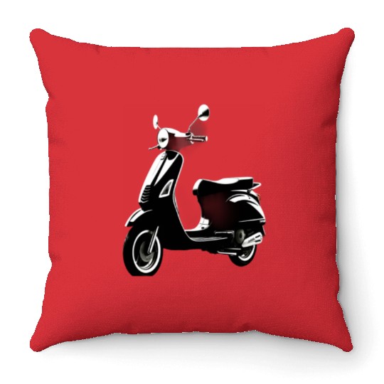 Scooter Motorcycle Moped Rider Throw Pillows