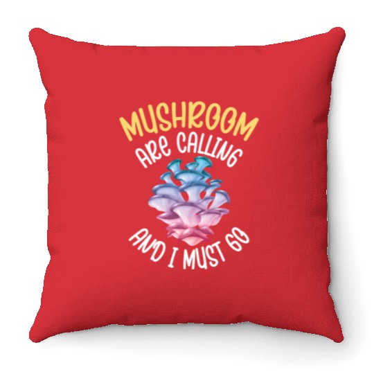 Funny Mushroom Hunting Fungi Mycologist Hiking Throw Pillows