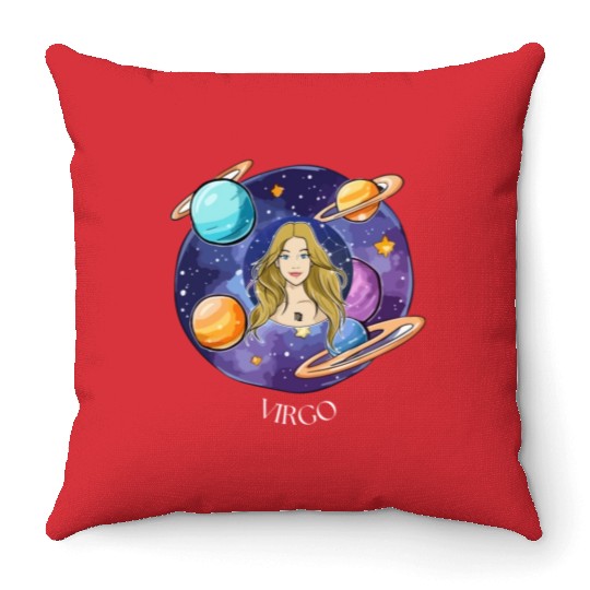 Virgo zodiac sign Throw Pillows