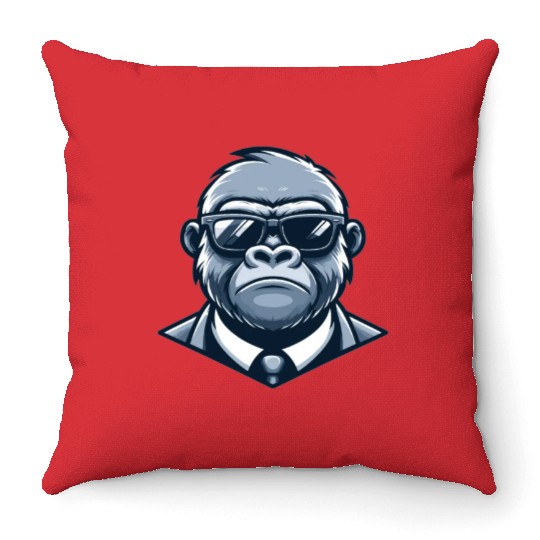 Gorilla With Sunglasses Throw Pillows