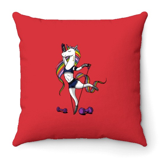Unicorn Fitness Gym Workout Throw Pillows