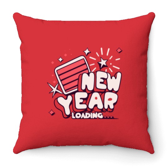NYE New Year Loading Cheers To Festive New Year's Throw Pillows