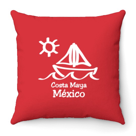Costa Maya Mexico Sailboat Vacation Trip Beach Throw Pillows