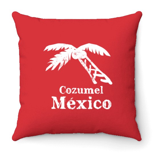 Cozumel Mexico Palm Tree Vacation Trip Beach Men Throw Pillows