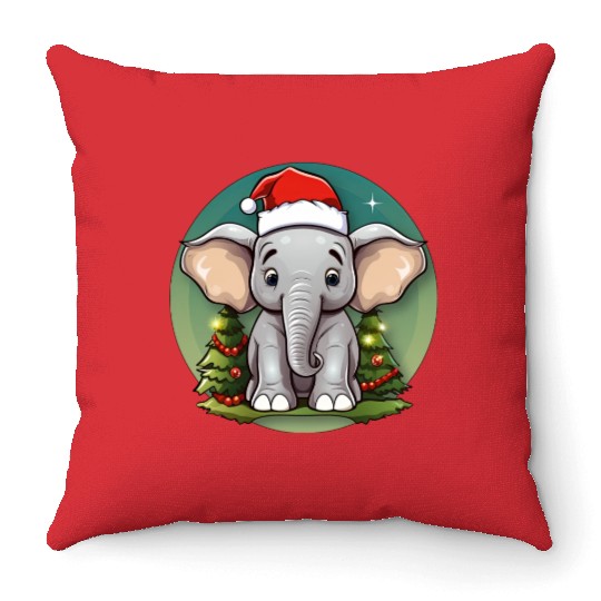 Elephant Christmas Throw Pillows