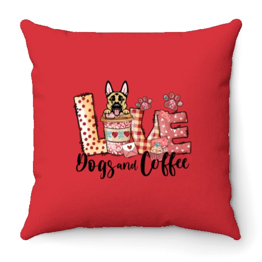 Belgian Malinois Dog Coffee Lover Dog Mom Valentin Throw Pillows