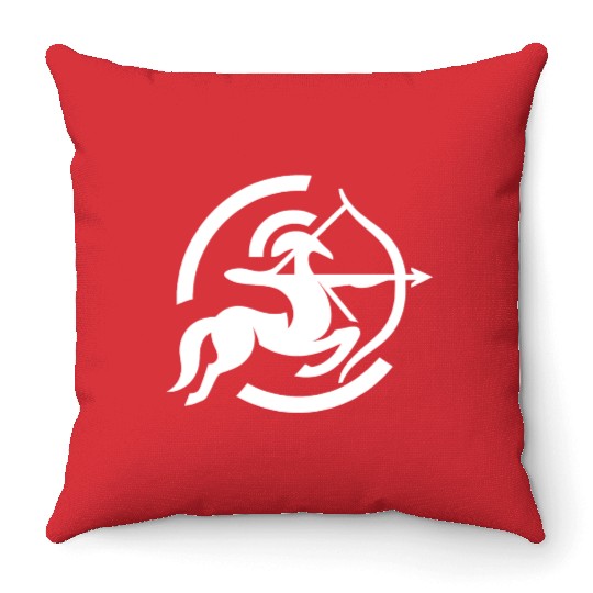 Zodiac Sagittarius Arc Icon Minimalistic White Throw Pillows