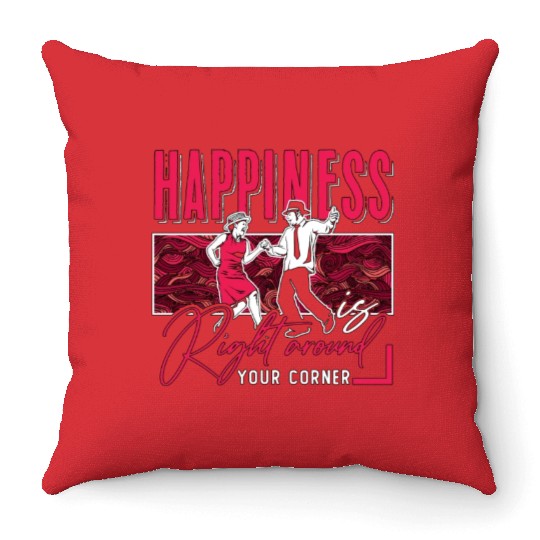 Square Dancing Happiness Is Right Western Dancing Throw Pillows