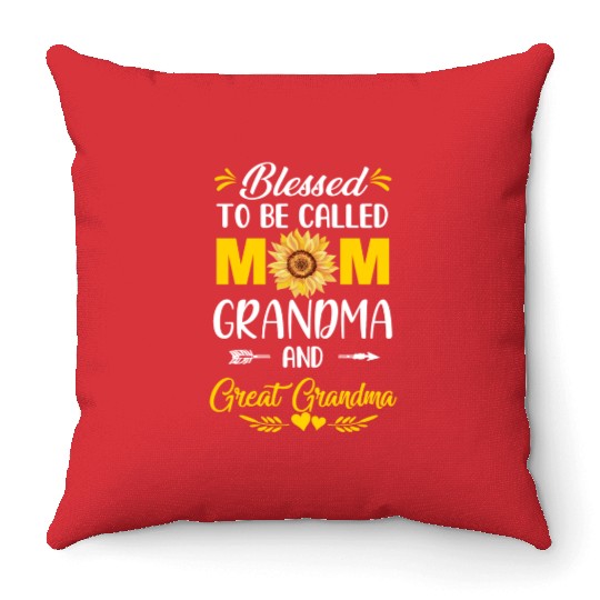 Blessed To Be Called Mom Grandma Great Grandma Throw Pillows